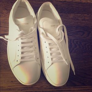 Saint Laurent white sneakers.